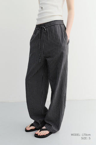 UNISEX CHECKED PAJAMA SLACKS BLACK CHECK - Dunst
