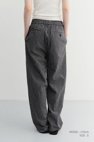 UNISEX CHECKED PAJAMA SLACKS BLACK CHECK - Dunst