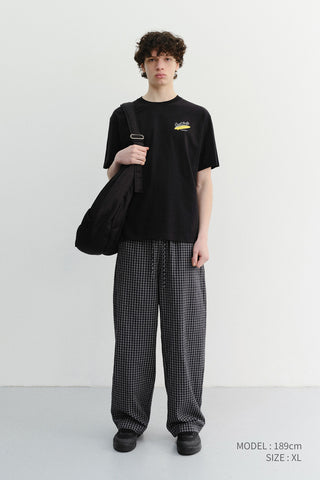UNISEX CHECKED PAJAMA SLACKS BLACK CHECK - Dunst