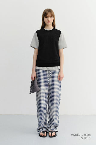 UNISEX CHECKED PAJAMA SLACKS NAVY CHECK - Dunst