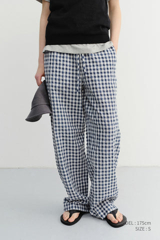 UNISEX CHECKED PAJAMA SLACKS NAVY CHECK - Dunst