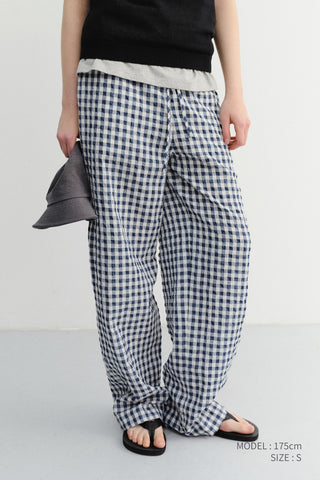 UNISEX CHECKED PAJAMA SLACKS NAVY CHECK - Dunst