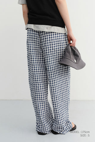 UNISEX CHECKED PAJAMA SLACKS NAVY CHECK - Dunst