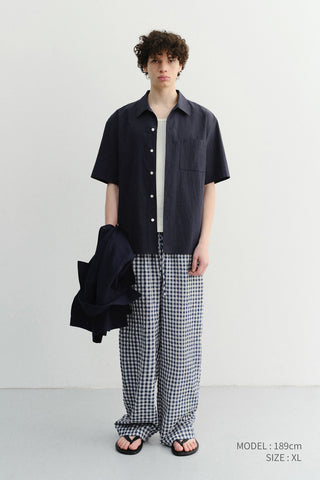 UNISEX CHECKED PAJAMA SLACKS NAVY CHECK - Dunst