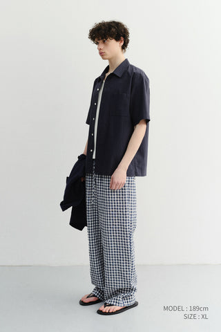 UNISEX CHECKED PAJAMA SLACKS NAVY CHECK - Dunst