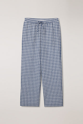 UNISEX CHECKED PAJAMA SLACKS NAVY CHECK - Dunst