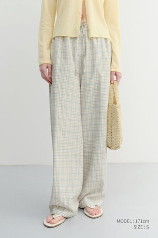 UNISEX CHECKED PAJAMA SLACKS OLIVE CHECK - Dunst