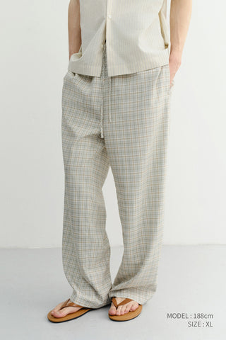 UNISEX CHECKED PAJAMA SLACKS OLIVE CHECK - Dunst