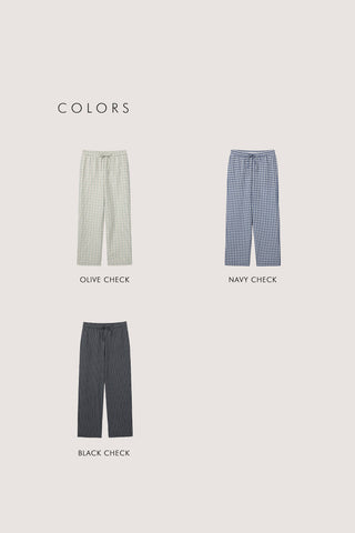 UNISEX CHECKED PAJAMA SLACKS OLIVE CHECK - Dunst