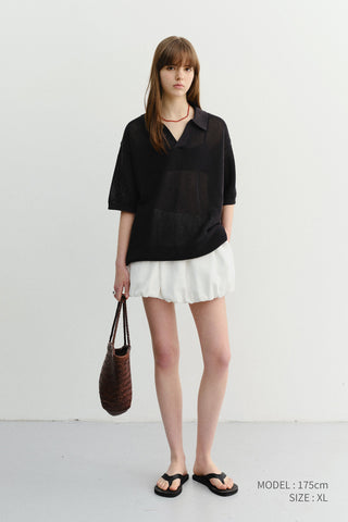 UNISEX CHUNKY POLO KNIT BLACK - Dunst
