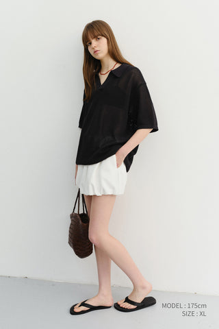 UNISEX CHUNKY POLO KNIT BLACK - Dunst