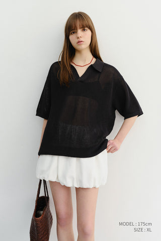 UNISEX CHUNKY POLO KNIT BLACK - Dunst