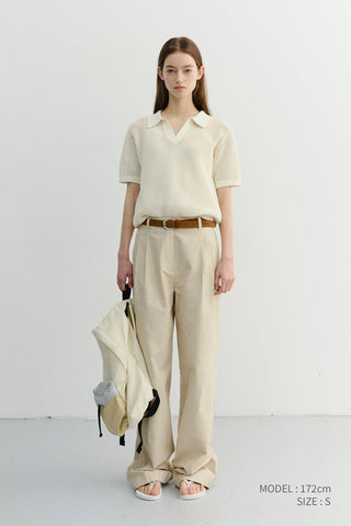 UNISEX CHUNKY POLO KNIT IVORY - Dunst