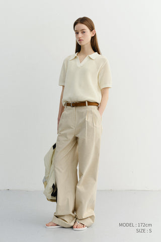 UNISEX CHUNKY POLO KNIT IVORY - Dunst