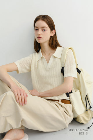 UNISEX CHUNKY POLO KNIT IVORY - Dunst