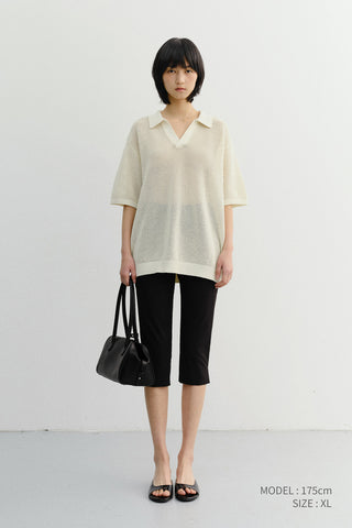 UNISEX CHUNKY POLO KNIT IVORY - Dunst