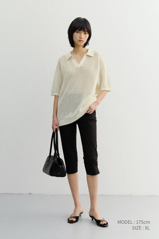 UNISEX CHUNKY POLO KNIT IVORY - Dunst
