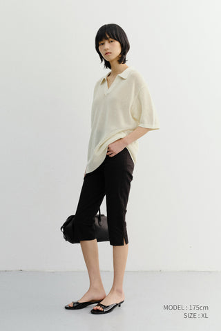 UNISEX CHUNKY POLO KNIT IVORY - Dunst