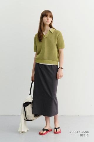 UNISEX CHUNKY POLO KNIT OLIVE - Dunst