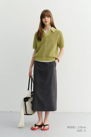 UNISEX CHUNKY POLO KNIT OLIVE - Dunst