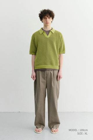 UNISEX CHUNKY POLO KNIT OLIVE - Dunst