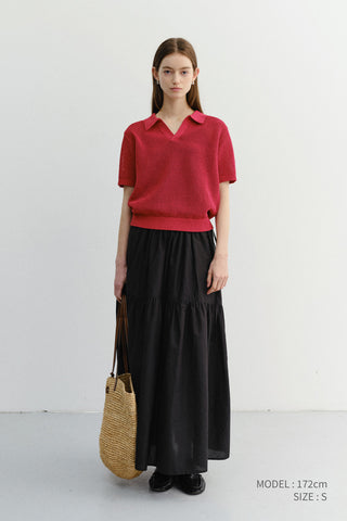 UNISEX CHUNKY POLO KNIT RED - Dunst