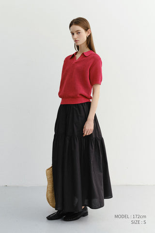 UNISEX CHUNKY POLO KNIT RED - Dunst