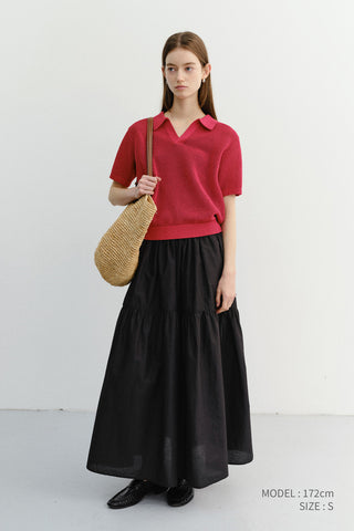 UNISEX CHUNKY POLO KNIT RED - Dunst