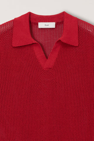 UNISEX CHUNKY POLO KNIT RED - Dunst
