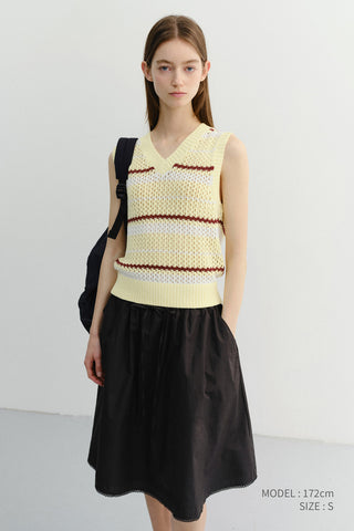 UNISEX CHUNKY STRIPED KNIT VEST BUTTER - Dunst