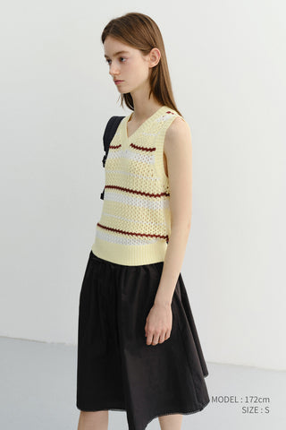 UNISEX CHUNKY STRIPED KNIT VEST BUTTER - Dunst
