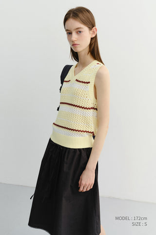 UNISEX CHUNKY STRIPED KNIT VEST BUTTER - Dunst