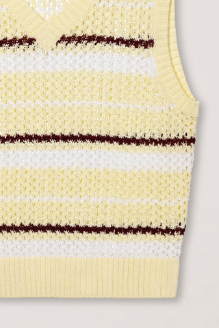 UNISEX CHUNKY STRIPED KNIT VEST BUTTER - Dunst