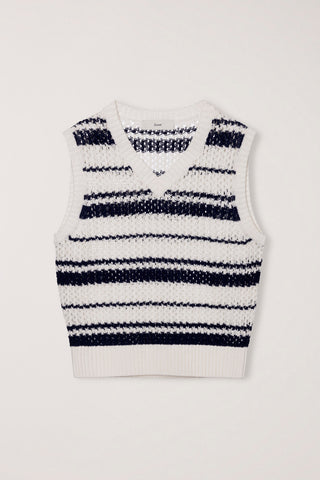 UNISEX CHUNKY STRIPED KNIT VEST NAVY - Dunst