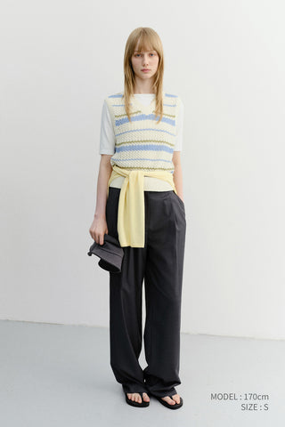 UNISEX CHUNKY STRIPED KNIT VEST SOFT BLUE - Dunst