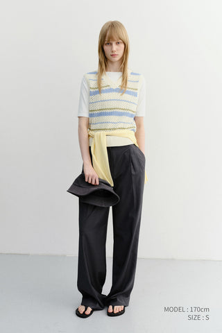 UNISEX CHUNKY STRIPED KNIT VEST SOFT BLUE - Dunst