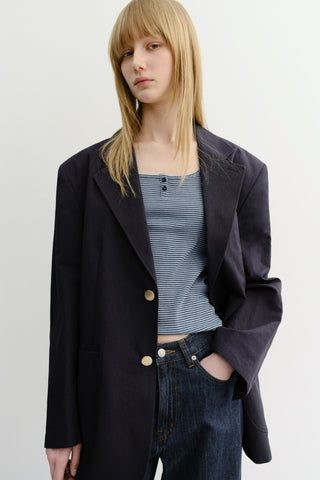 UNISEX CLASSIC LINEN JACKET NAVY - Dunst