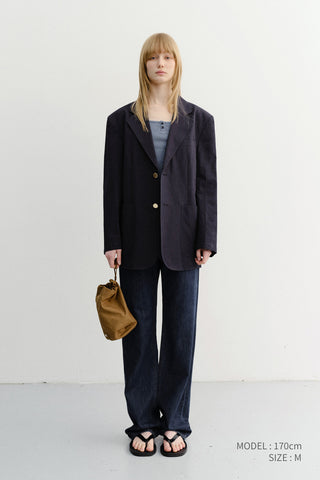 UNISEX CLASSIC LINEN JACKET NAVY - Dunst