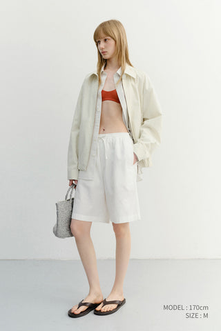 UNISEX COLLARED LIGHT BLOUSON JACKET IVORY - Dunst