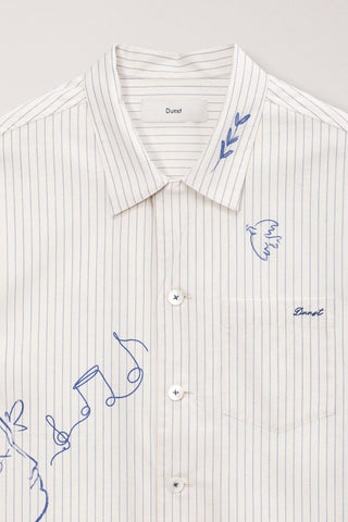 UNISEX HAND-DRAWING OPEN COLLARED SHIRT CAPRI OCEAN - Dunst