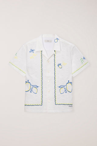 UNISEX HAND-DRAWING OPEN COLLARED SHIRT LEMON GARDEN - Dunst