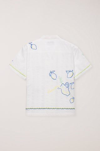 UNISEX HAND-DRAWING OPEN COLLARED SHIRT LEMON GARDEN - Dunst