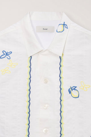 UNISEX HAND-DRAWING OPEN COLLARED SHIRT LEMON GARDEN - Dunst