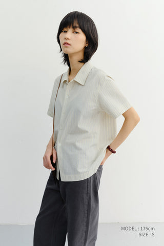 UNISEX HOLIDAY STRIPED SHIRT CREAM STRIPE - Dunst