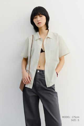 UNISEX HOLIDAY STRIPED SHIRT CREAM STRIPE - Dunst