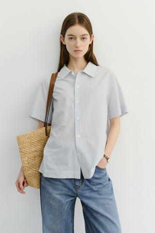 UNISEX HOLIDAY STRIPED SHIRT SOFT BLUE STRIPE - Dunst