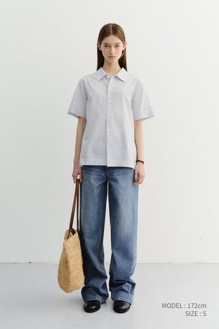 UNISEX HOLIDAY STRIPED SHIRT SOFT BLUE STRIPE - Dunst