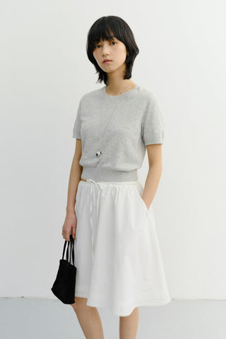 UNISEX LINEN CREWNECK KNIT MELANGE GREY - Dunst