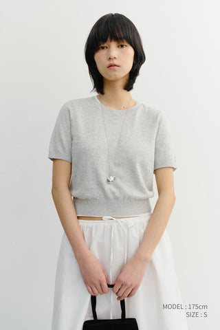 UNISEX LINEN CREWNECK KNIT MELANGE GREY - Dunst