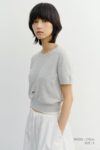 UNISEX LINEN CREWNECK KNIT MELANGE GREY - Dunst